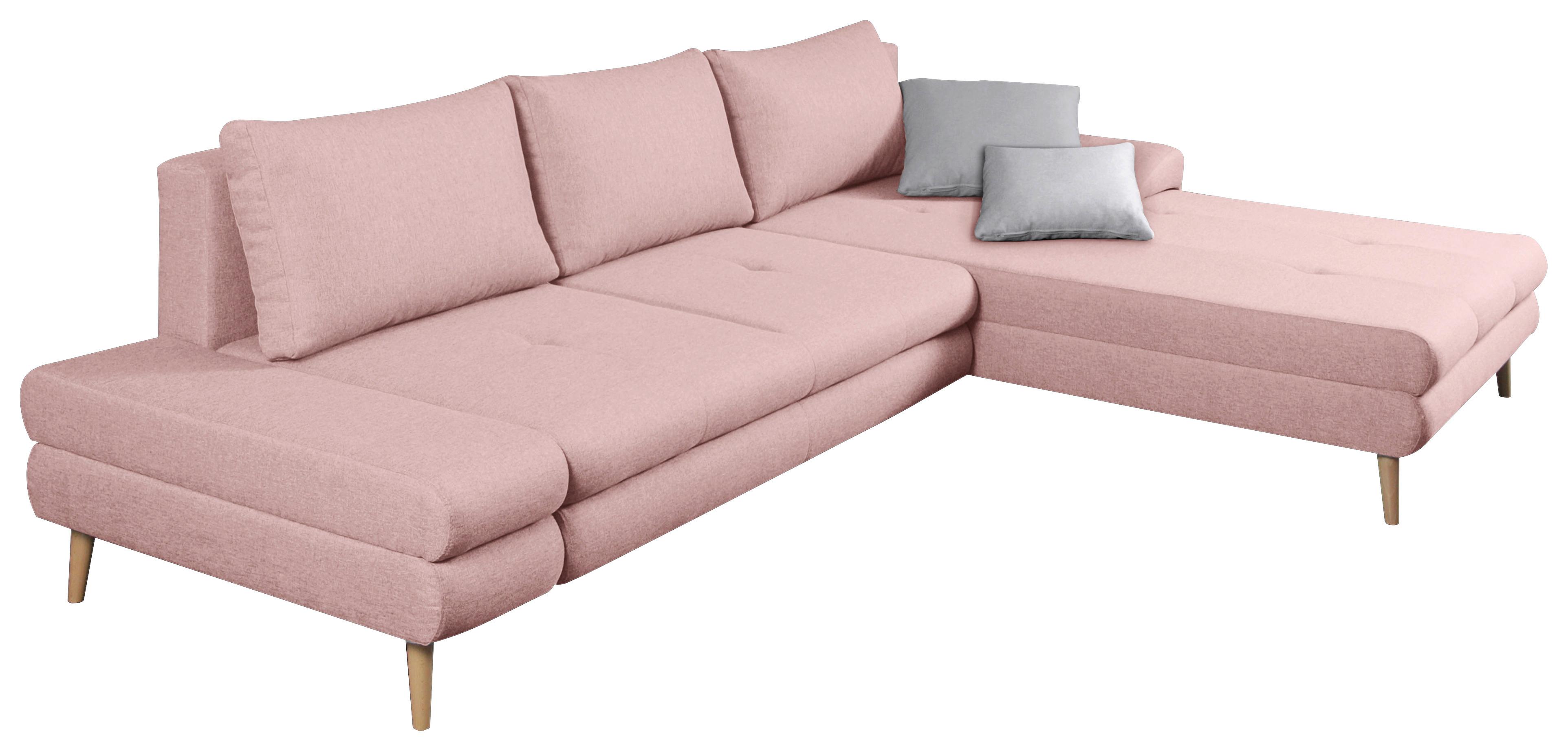 Ecksofa mit Schlaffunktion Floby Stauraum Rosa - Erlefarben/Naturfarben, Trend, Textil (313/215cm) - MID.YOU