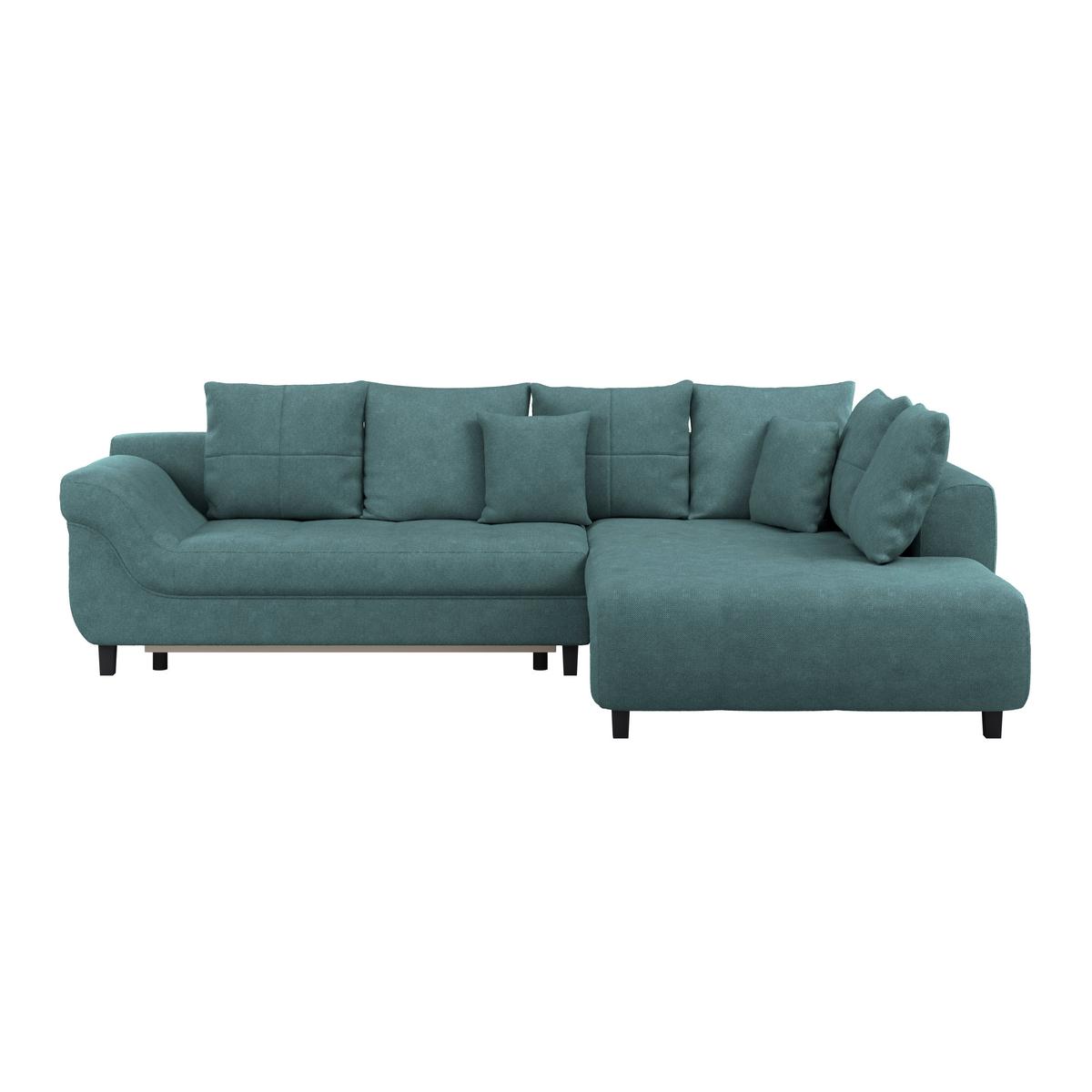 Ecksofa Mendoza - Petrol/Schwarz, Design, Textil (309/197cm) - Ondega