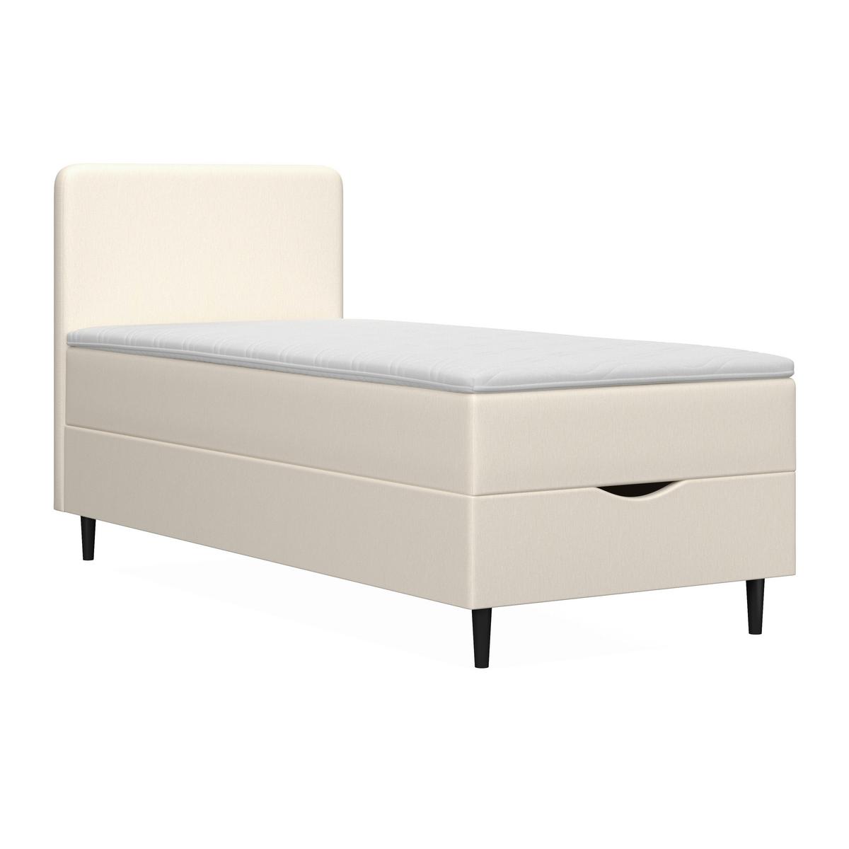 Boxspringová posteľ VIDA 90x200, krémová, s topperom - čierna/slonovinová, Modern, drevo/textil (90/200cm) - Bessagi Home