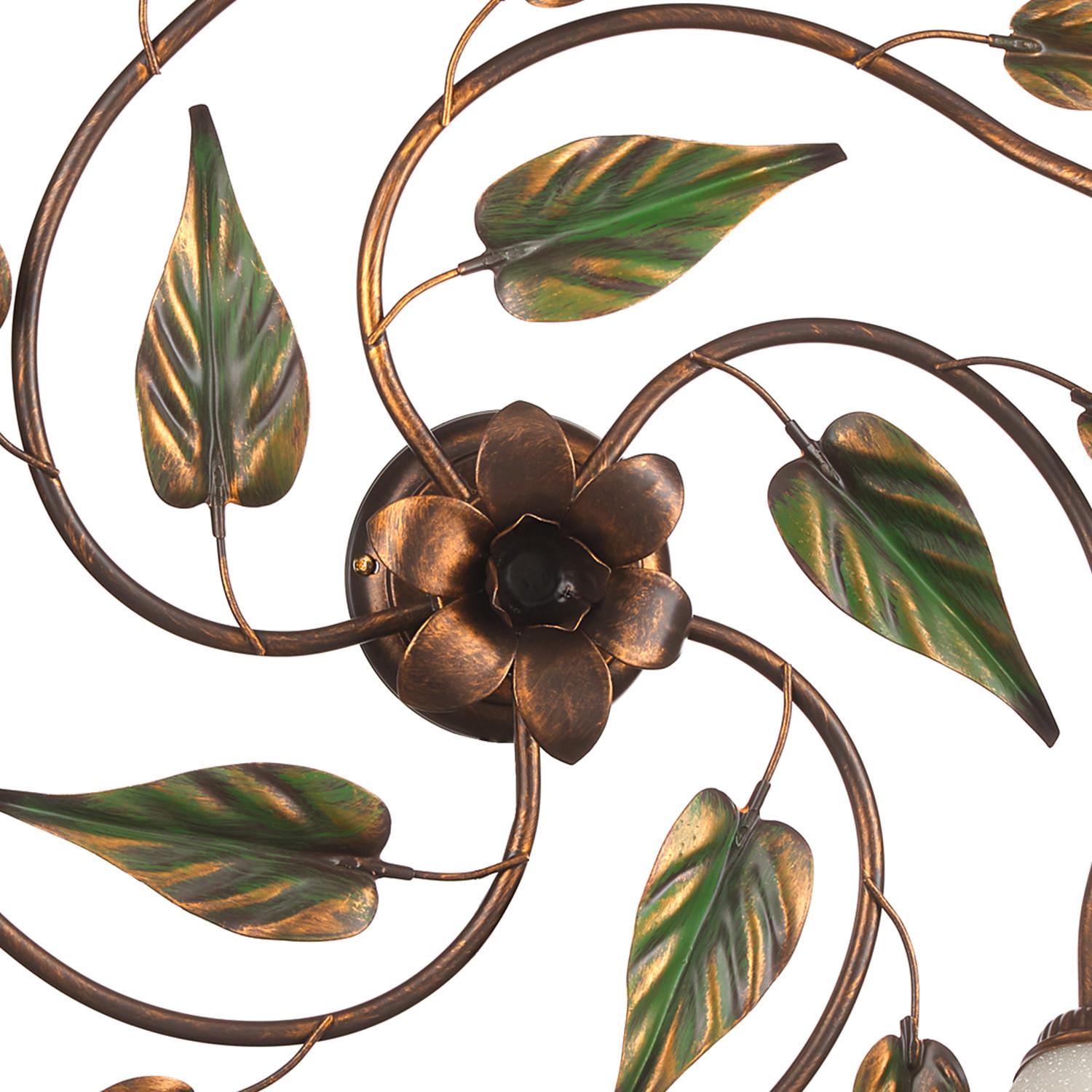 Deckenleuchte 4620/pl5 - Bronzefarben/Olivgrün, Natur, Glas/Metall (70/20/70cm)