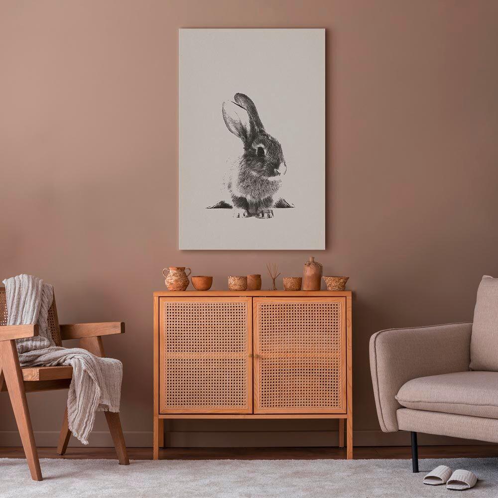 Leinwandbild Fluffy Bunny Creme Grau B: 80 cm - Creme/Grau, Basics, Holz/Textil (80/120/1,2cm) - artgeist