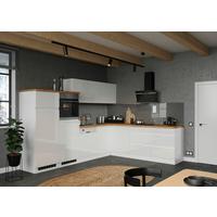 Eckküche Monza ohne Geräte 300x240 cm Weiß/Eiche Dekor - Weiß Hochglanz/Eiche Wotan, LIFESTYLE, Holzwerkstoff (300/240cm) - Held