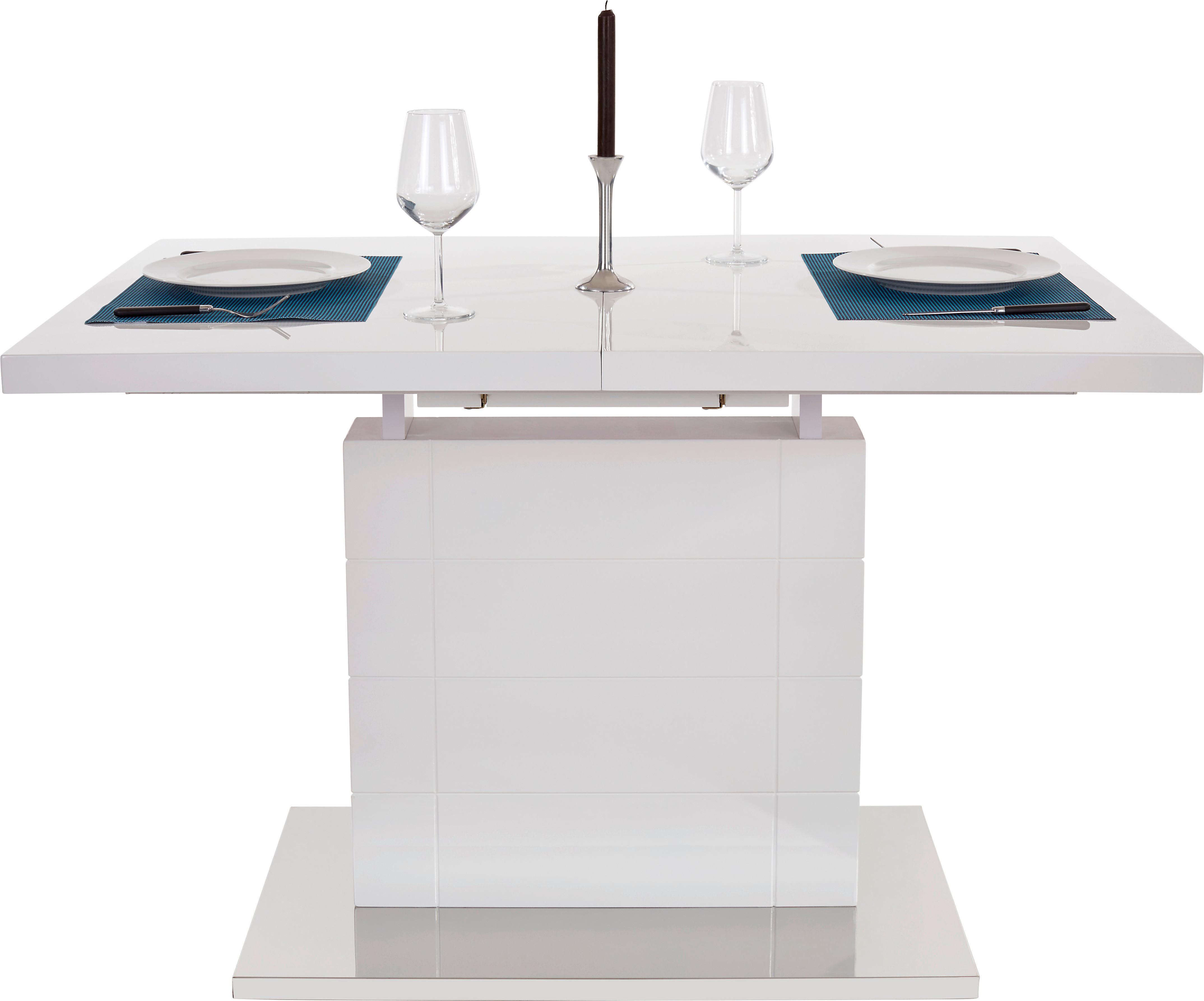 Výsuvný Stůl Raymond 120 Az - bílá/barvy nerez oceli, Moderní, kov/kompozitní dřevo (120-160/76/80cm)