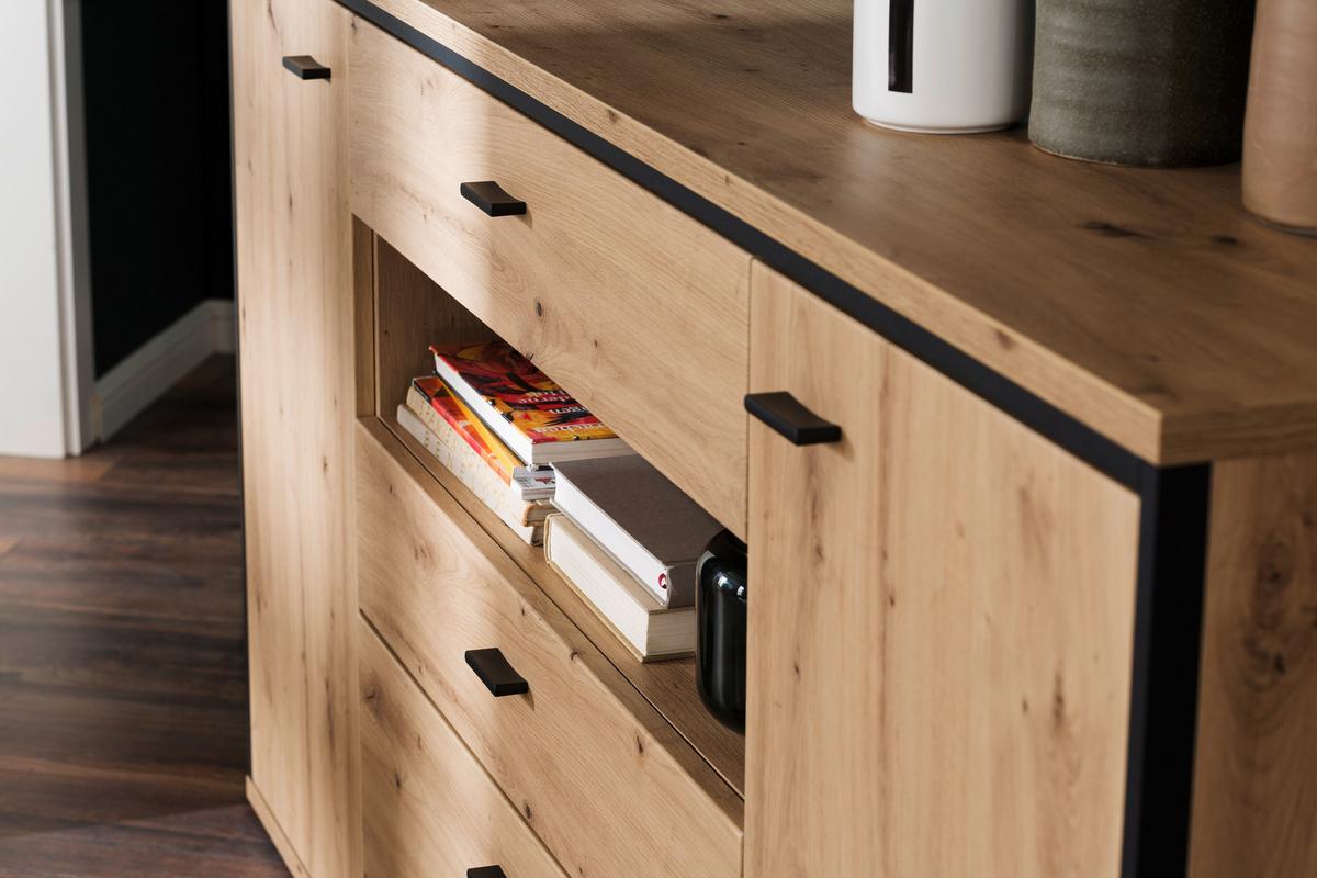 Sideboard 183 cm Buenos Aires Anthrazit/Eichefarben - Eichefarben/Anthrazit, Design, Holzwerkstoff (183/92/45cm) - MID.YOU