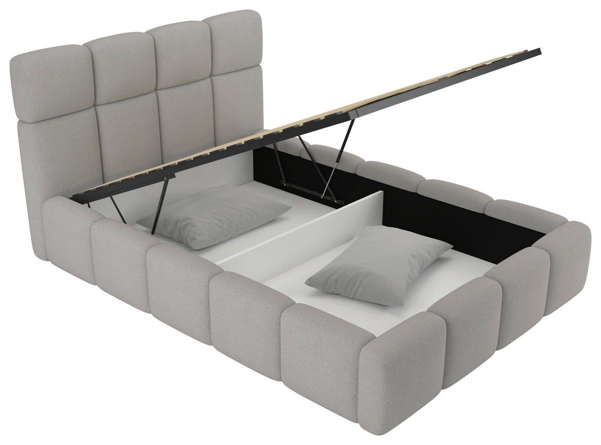 Polsterbett Cloudy M. Matratze Silberfarben, Lf: 140x200 Cm - Silberfarben/Grau, Trend, Holz/Holzwerkstoff (140/200cm) - Luca Bessoni