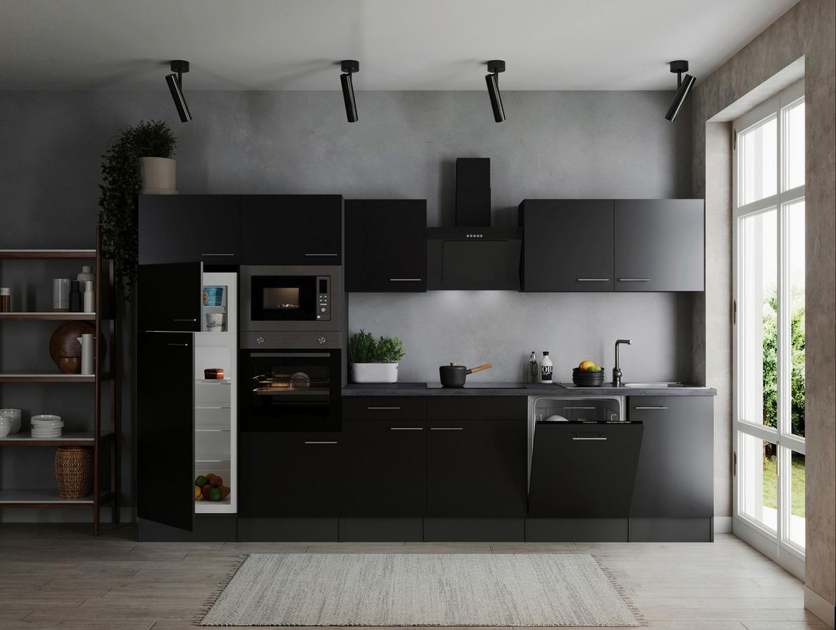 Küchenblock Oliver Grau, Schwarz B: 340 cm - Schwarz/Grau, Design, Holzwerkstoff (340cm) - Respekta