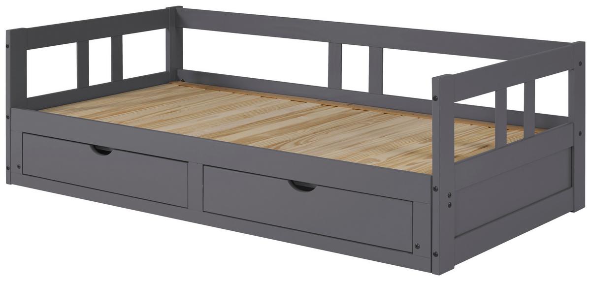 Ausziehbett Lattenrost / Stauraum 90x200 Cm Livio - Anthrazit/Naturfarben, ROMANTIK / LANDHAUS, Holz/Holzwerkstoff (90/200cm) - MID.YOU