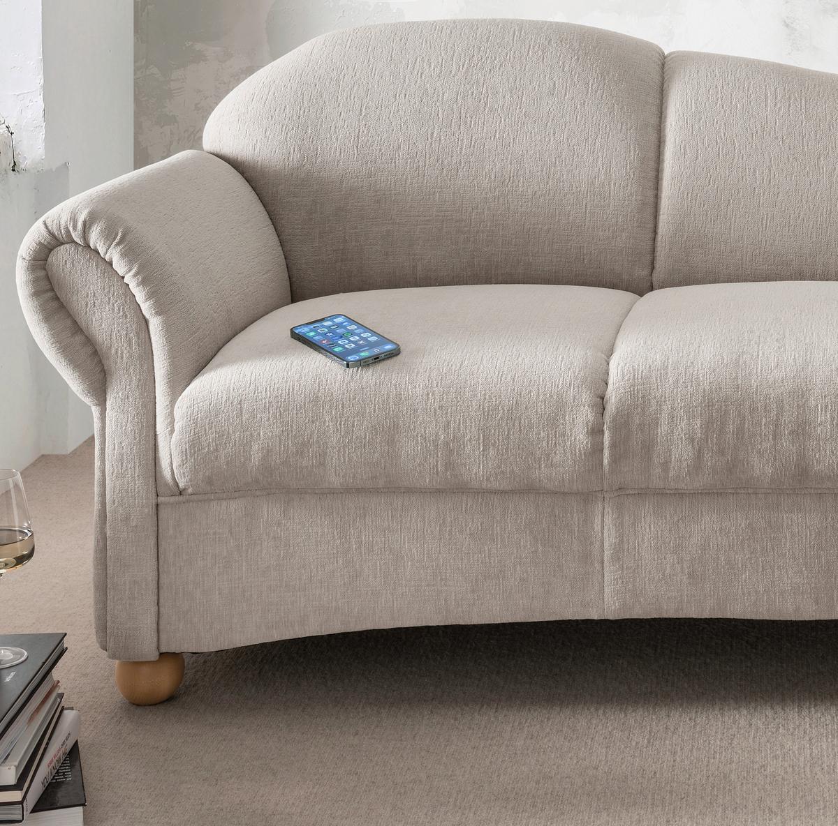 Ottomane Torello Taupe B: 86cm - Taupe/Wildeiche, KONVENTIONELL, Textil (86/84/190cm) - Livetastic