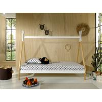 Hausbett Tipi Weiß/kieferfarbe 90x200cm - Weiß/Kieferfarben, MODERN, Holz (90/200cm) - MID.YOU