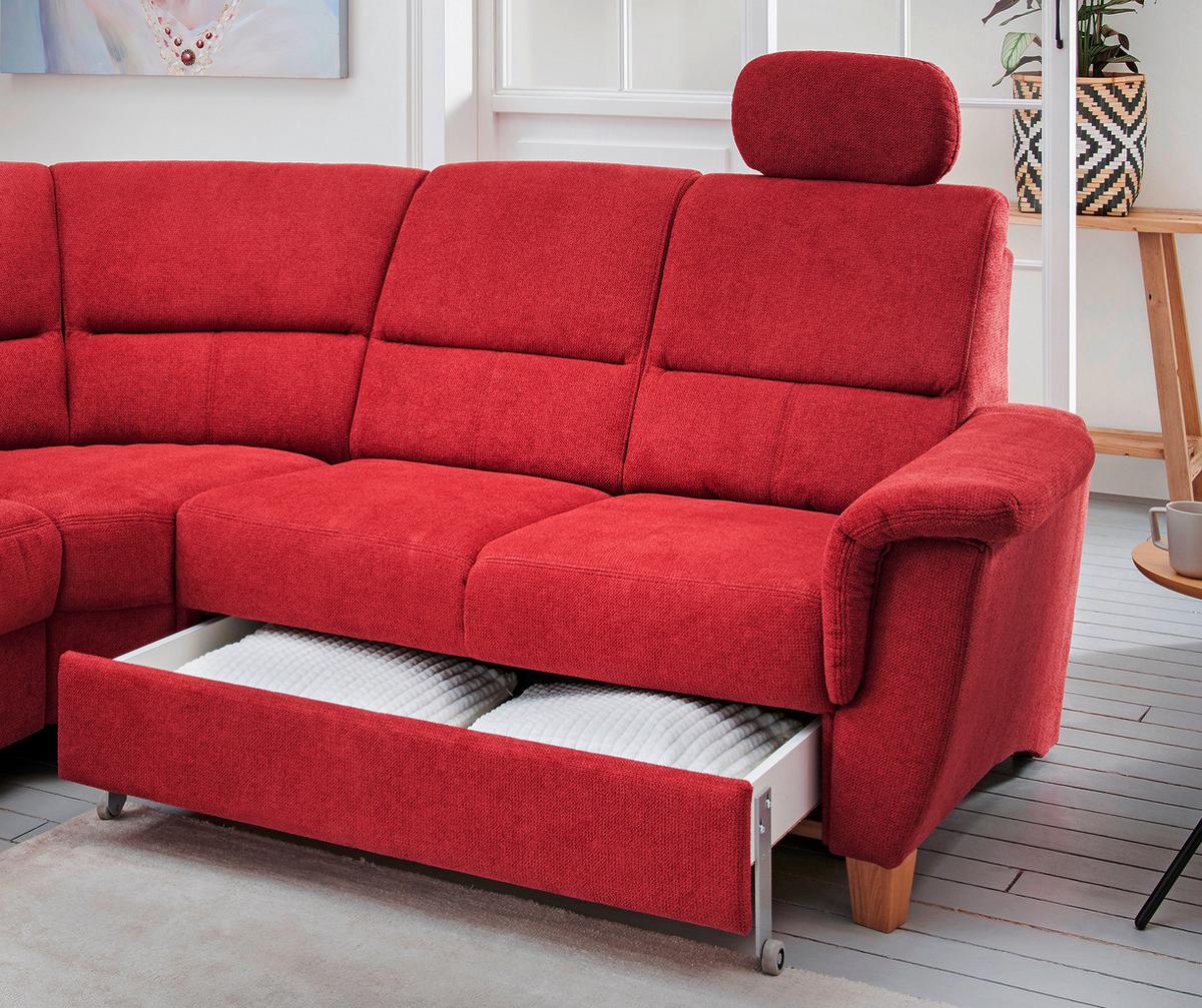Ecksofa Parole Rot S: 241/238 cm - Wildeiche/Rot, KONVENTIONELL, Textil (241/238cm) - Livetastic