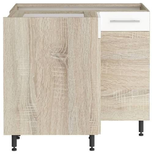 Sarok Alsószekrény Corina - tölgyfa/fehér, Modern, műanyag/fa (90/82,4/90cm)