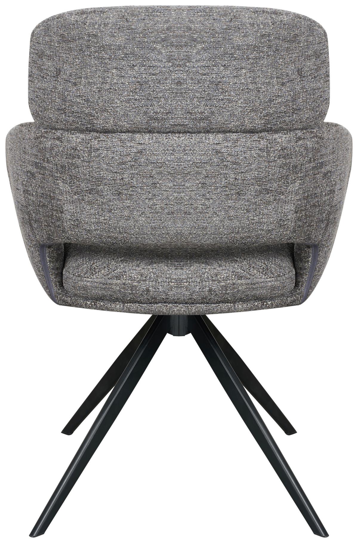 Armlehnstuhl Lyon Grau B: 57,5 cm - Schwarz/Grau, MODERN, Textil/Metall (57,5/85/61cm) - Livetastic