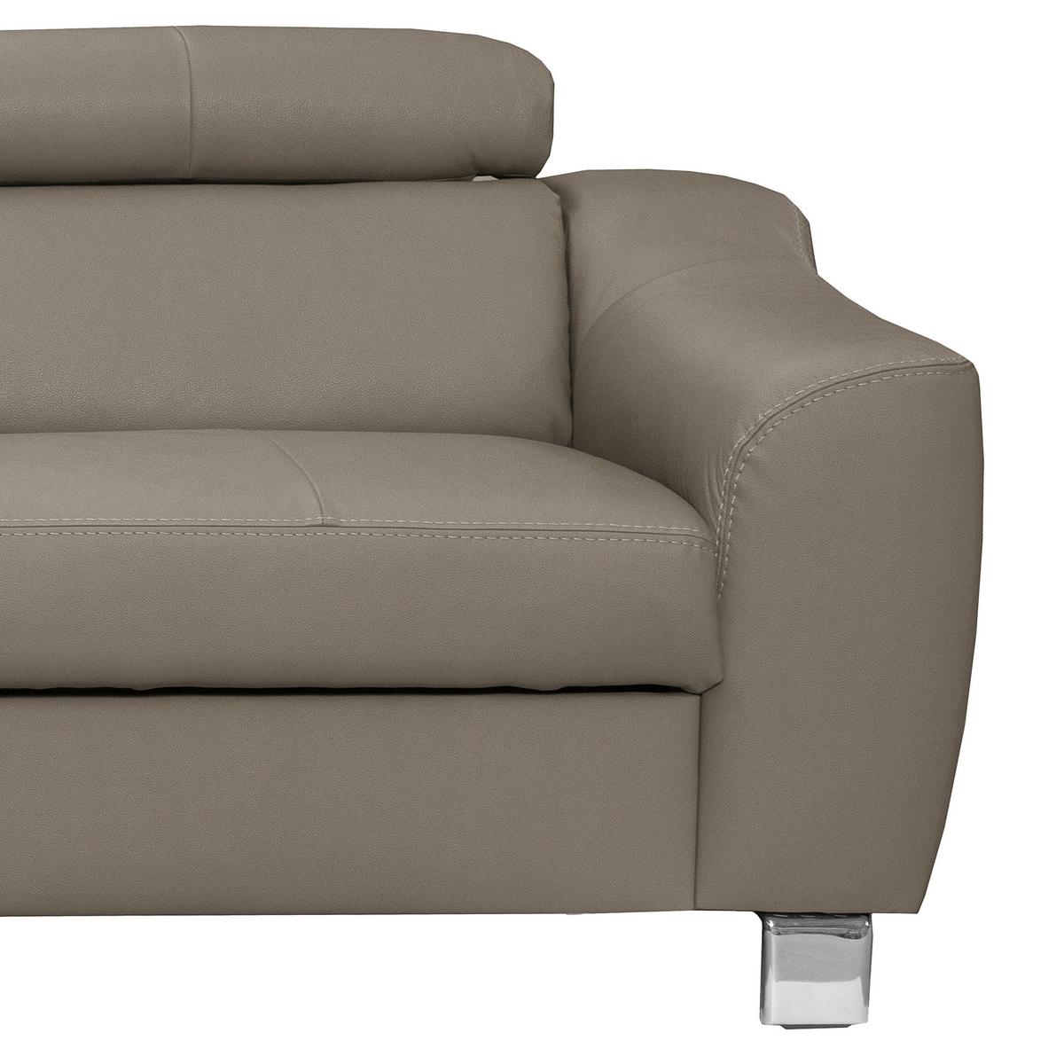 Ecksofa Aspen Taupe S: 208 Cm - Taupe/Chromfarben, Design, Leder/Textil (208/245cm) - Livetastic