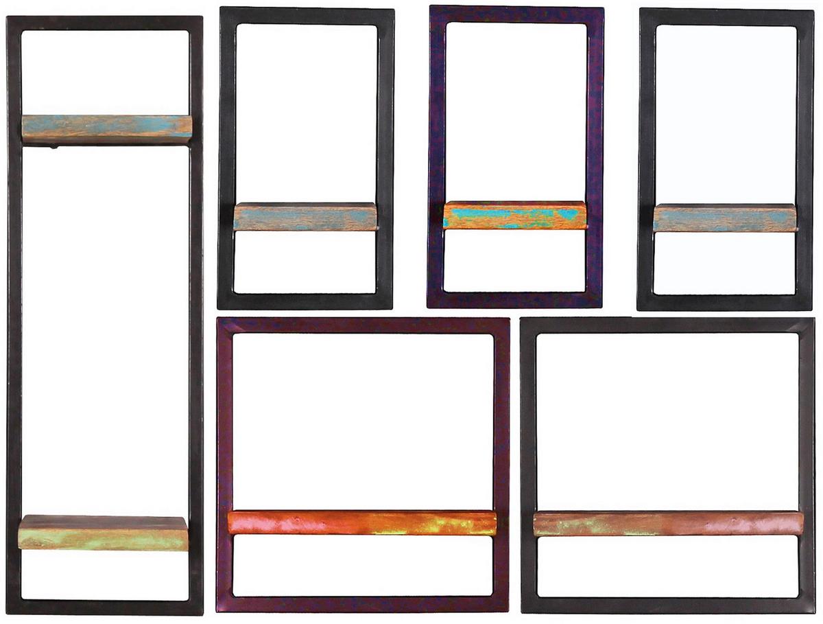 Wandregal Multicolor/Schwarz B: 20cm - Multicolor/Schwarz, Design, Holz/Metall (20/35/25cm) - MID.YOU
