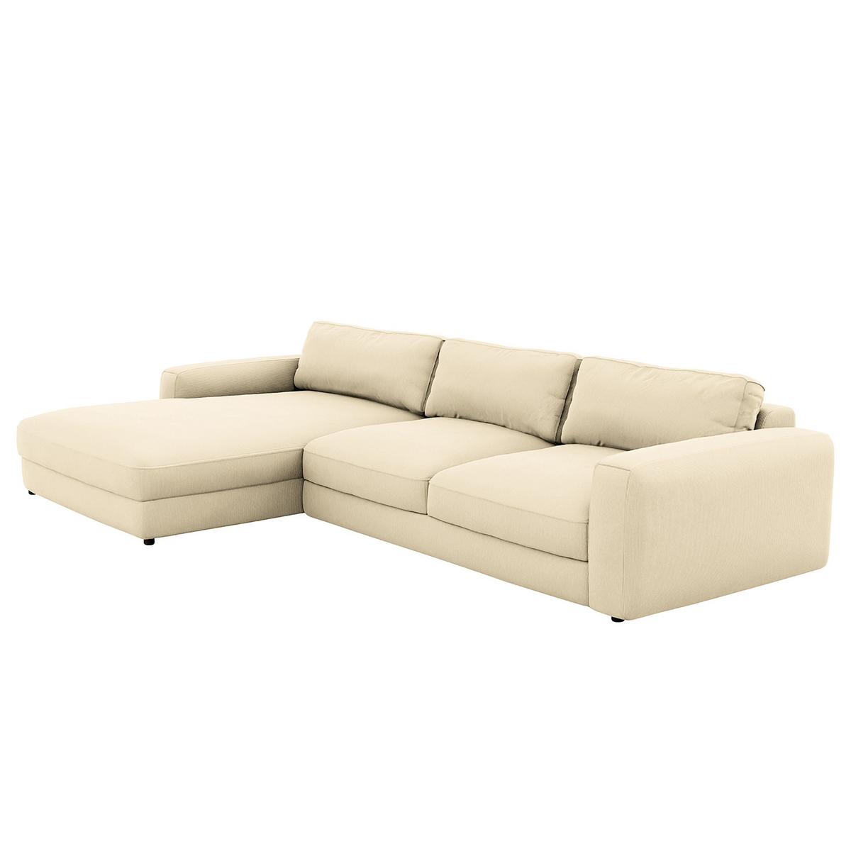 Ecksofa Bourbon, Creme S: 176x303 cm - Creme/Schwarz, MODERN, Textil (176/303cm) - Trendmanufaktur