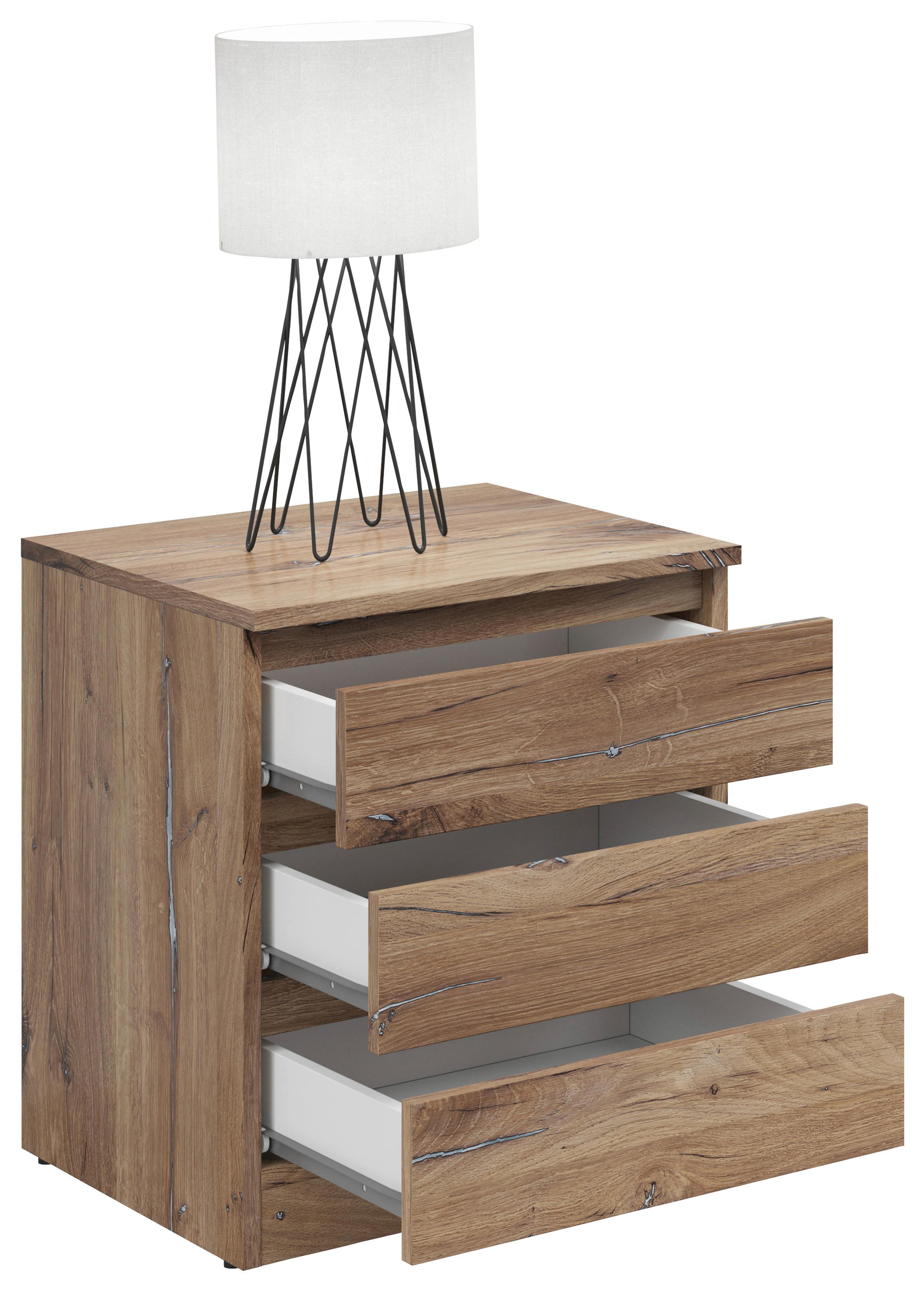 Nachtkästchen Flagstaff Oak Dekor H: 52 cm Saturn - Eichefarben, KONVENTIONELL, Holzwerkstoff (45/52/42cm)