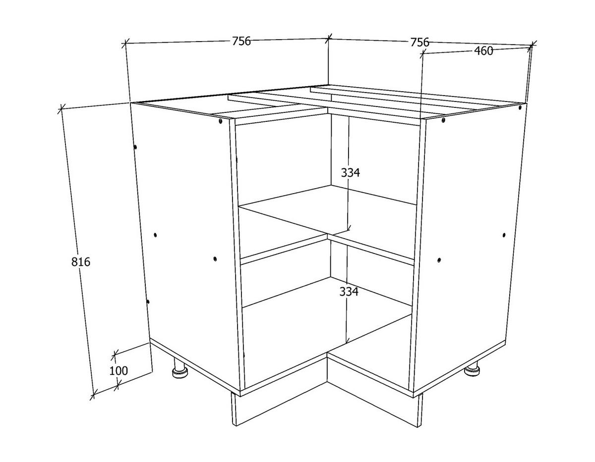 Eckunterschrank Esilo B: 76 Cm Weiß - Weiß, KONVENTIONELL, Holzwerkstoff (76/82/76cm) - MID.YOU