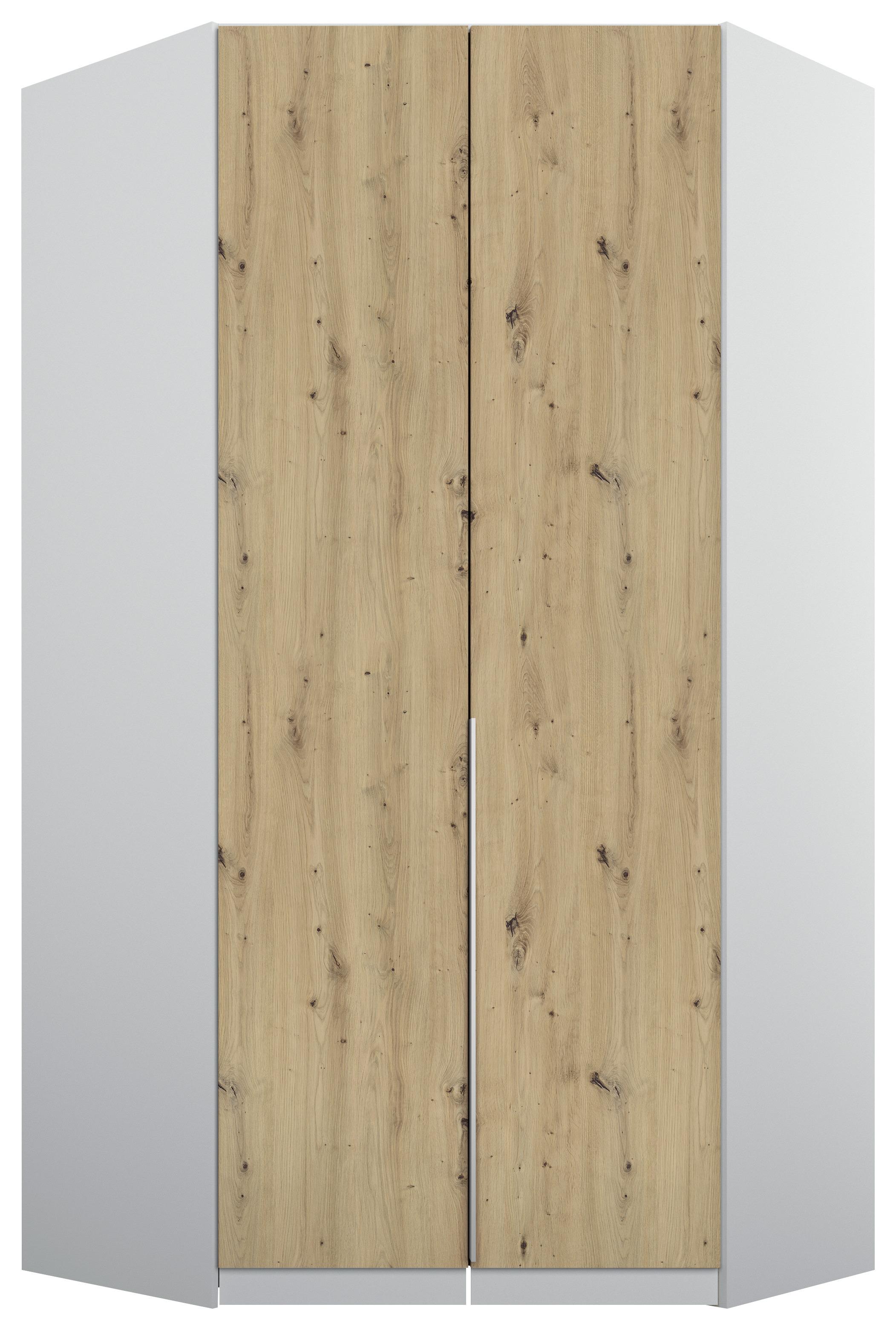 Rohová Šatní Skříň Alabama - světle šedá/barvy hliníku, Moderní, kompozitní dřevo (117/229/117cm)