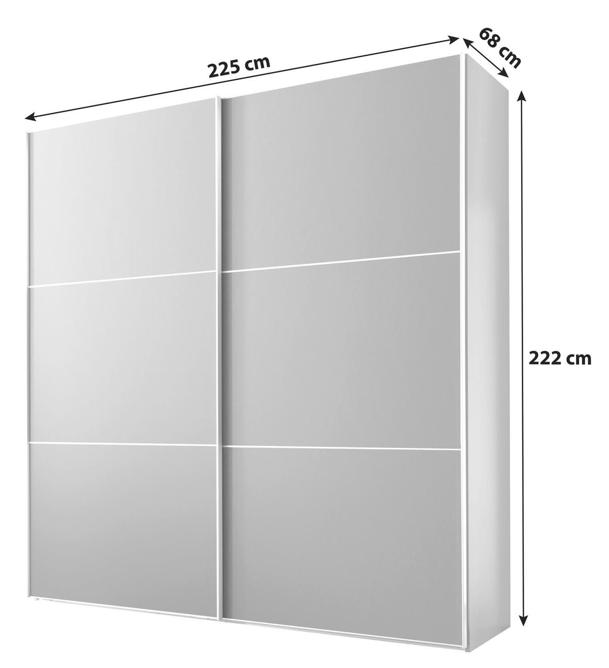 Schwebetürenschrank 225cm Includo Anthrazit - Anthrazit/Weiß, MODERN, Holzwerkstoff (225/222/68cm) - MID.YOU