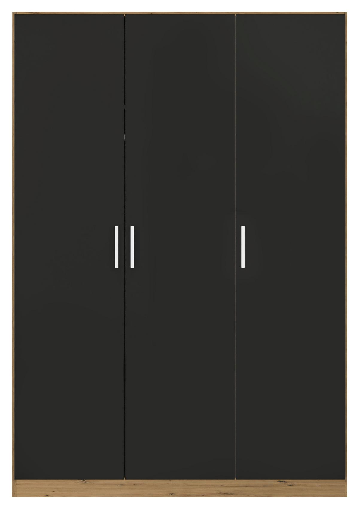 Skriňa s otočnými dverami dub Artisan/sivá 136cm - sivá/chrómová, Modern, kompozitné drevo/plast (136/197/54cm) - Rauch Möbel