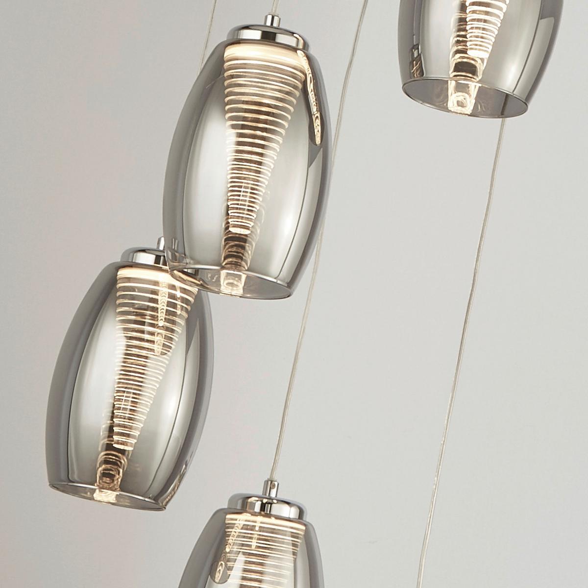 Led-hängeleuchte 97291-5sm - Chromfarben, Design, Glas/Kunststoff (35/150cm)