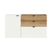 Kommode Naro Weiß/ Eiche dunkel Dekor B: 120cm - Eiche dunkel/Weiß, Design, Holzwerkstoff (120/64/37cm) - Livetastic