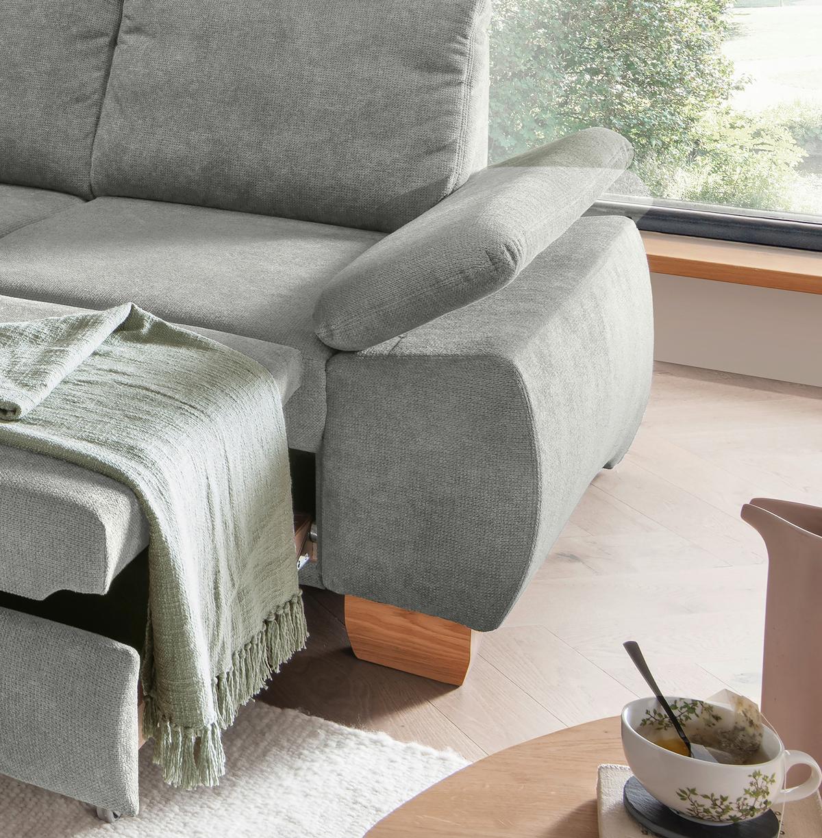 Eckschlafsofa Positano Hellgrau S: 206x261 Cm - Wildeiche/Hellgrau, MODERN, Textil (206/261cm) - Livetastic