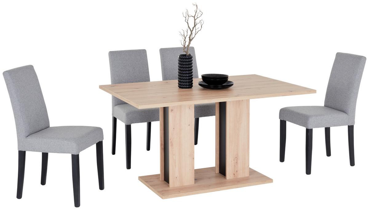 Étkezőasztal Aron 138 - fekete/Artisan tölgy, Konventionell, faalapú anyag (138/74/90cm)