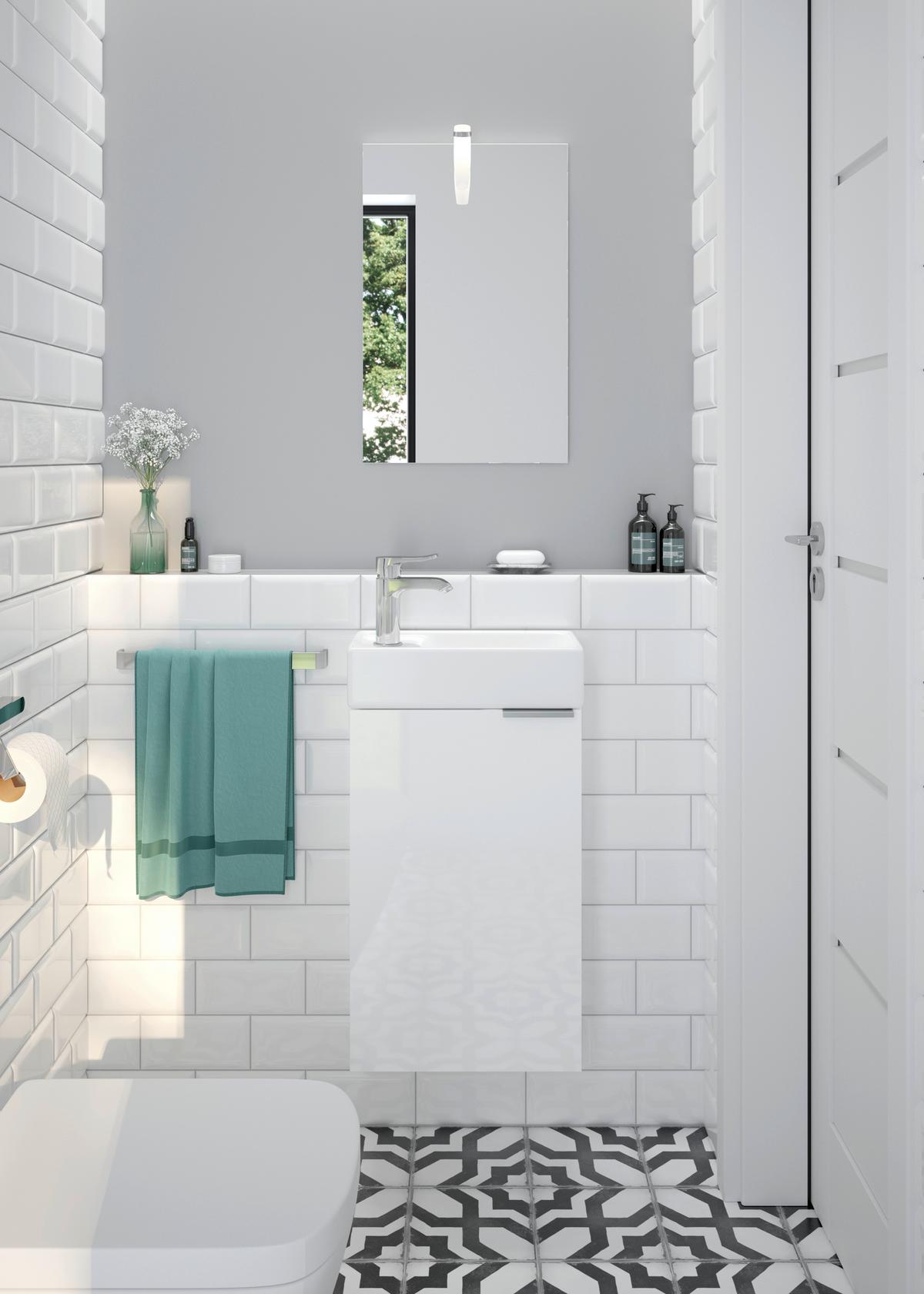 Gästebad Möbel-Set 3-Tlg. Grin B: 40 cm Weiß - Weiß, Basics, Keramik/Holzwerkstoff (41/60/20cm) - MID.YOU