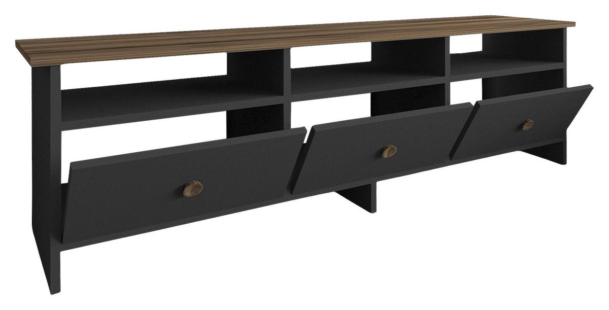 Lowboard Oslo Anthrazit/Nussbaumfa. B: 150cm - Anthrazit/Nussbaumfarben, Design, Holzwerkstoff (150/47/36cm) - Livetastic