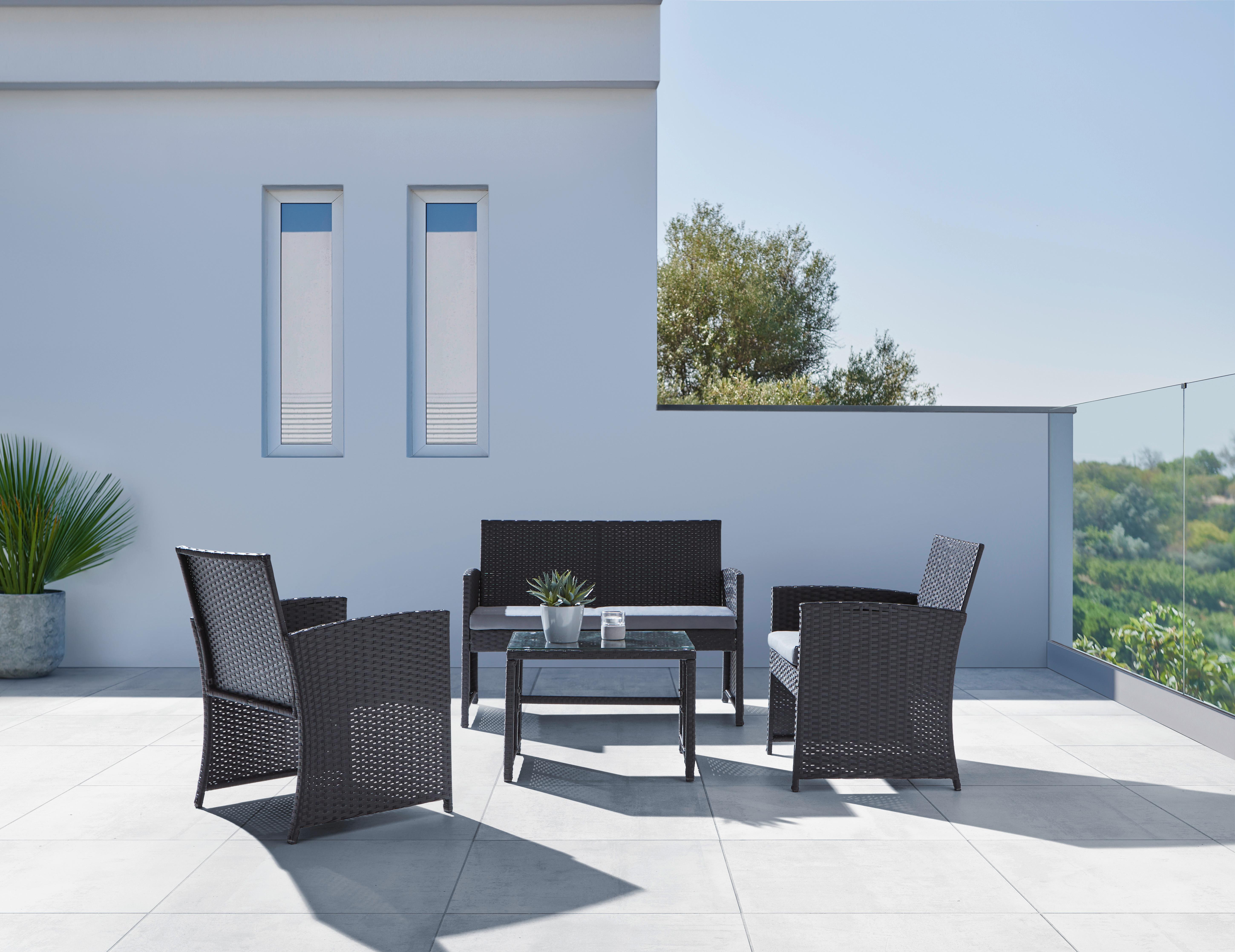 TERASOVÁ SEDACÍ SOUPRAVA MICHELLE - šedá/černá, Moderní, kov/textil - Mömax