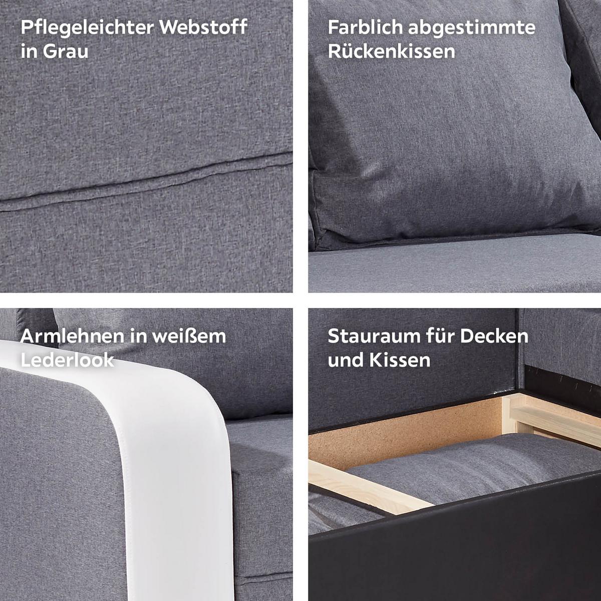 Ecksofa mit Schlaffunktion Racer, Webstoff/Lederlook - Schwarz/Weiß, KONVENTIONELL, Holz/Textil (149/237cm)