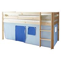 Spielbett Malte Blau Kiefer Massiv 90 Cm Vorhang Leiter - Naturfarben/Dunkelblau, Natur, Holz (90/200cm) - MID.YOU
