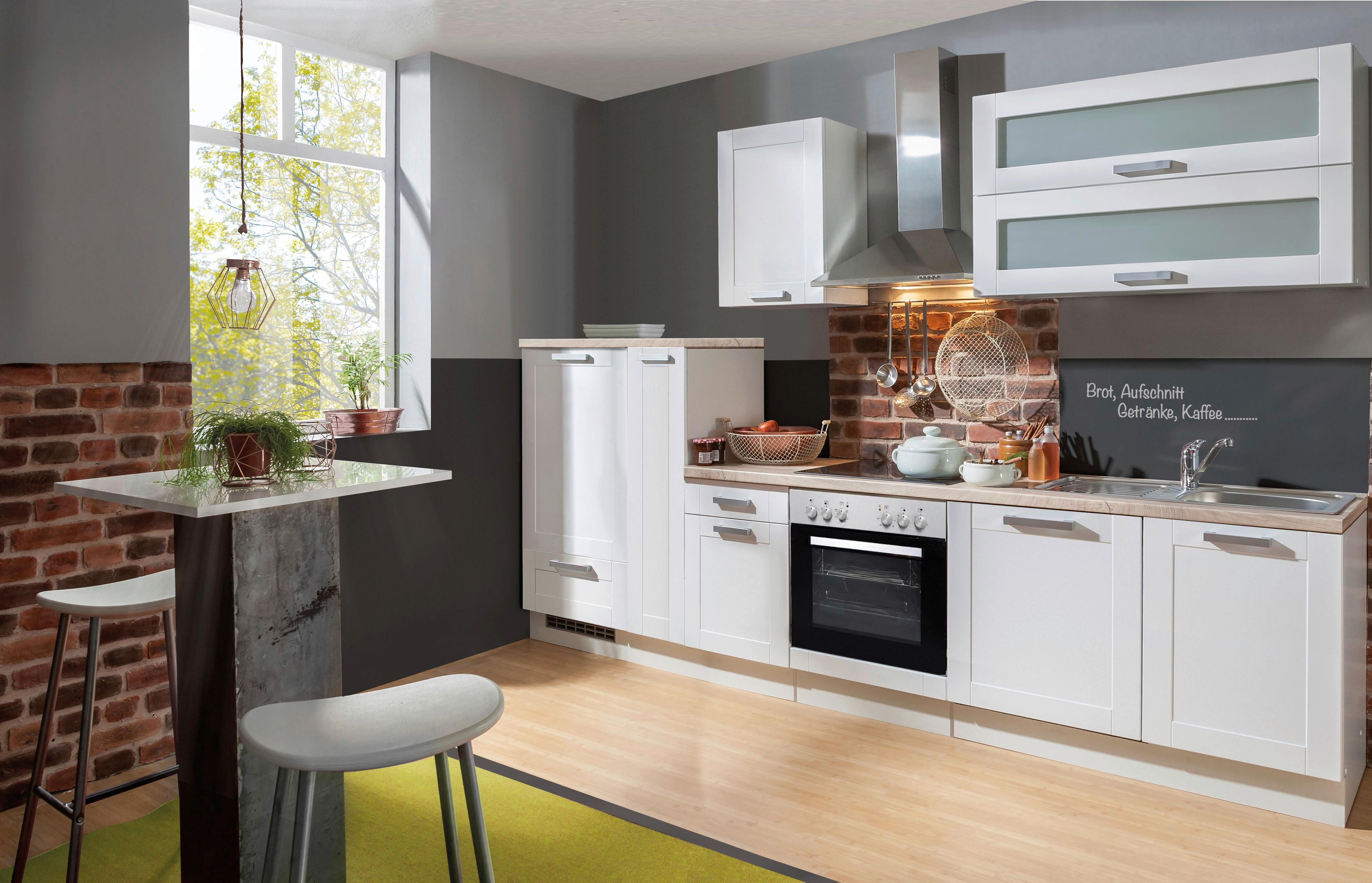 Küchenblock White-Premium - Weiß/Sonoma Eiche, KONVENTIONELL, Holzwerkstoff (310cm) - Menke