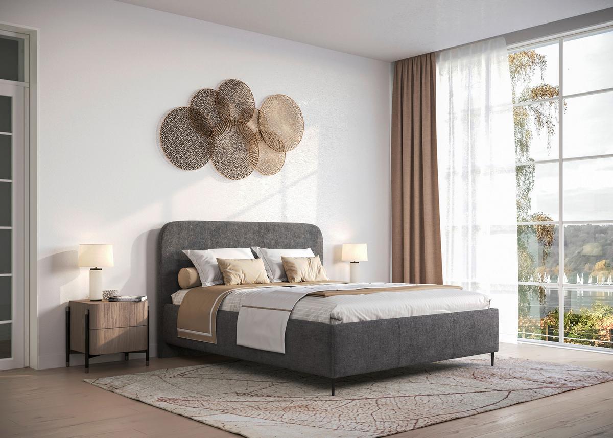 Polsterbett Bendi - Anthrazit/Schwarz, MODERN, Holz/Holzwerkstoff (140/200cm) - MID.YOU