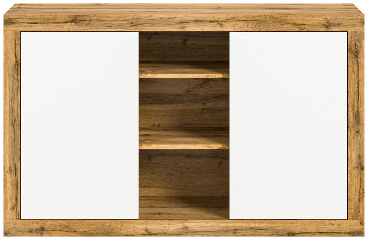 Sideboard Tango Weiß/eiche Dekor B: 80cm - Eiche Wotan/Weiß, Design, Holzwerkstoff (80/130/37cm) - MID.YOU