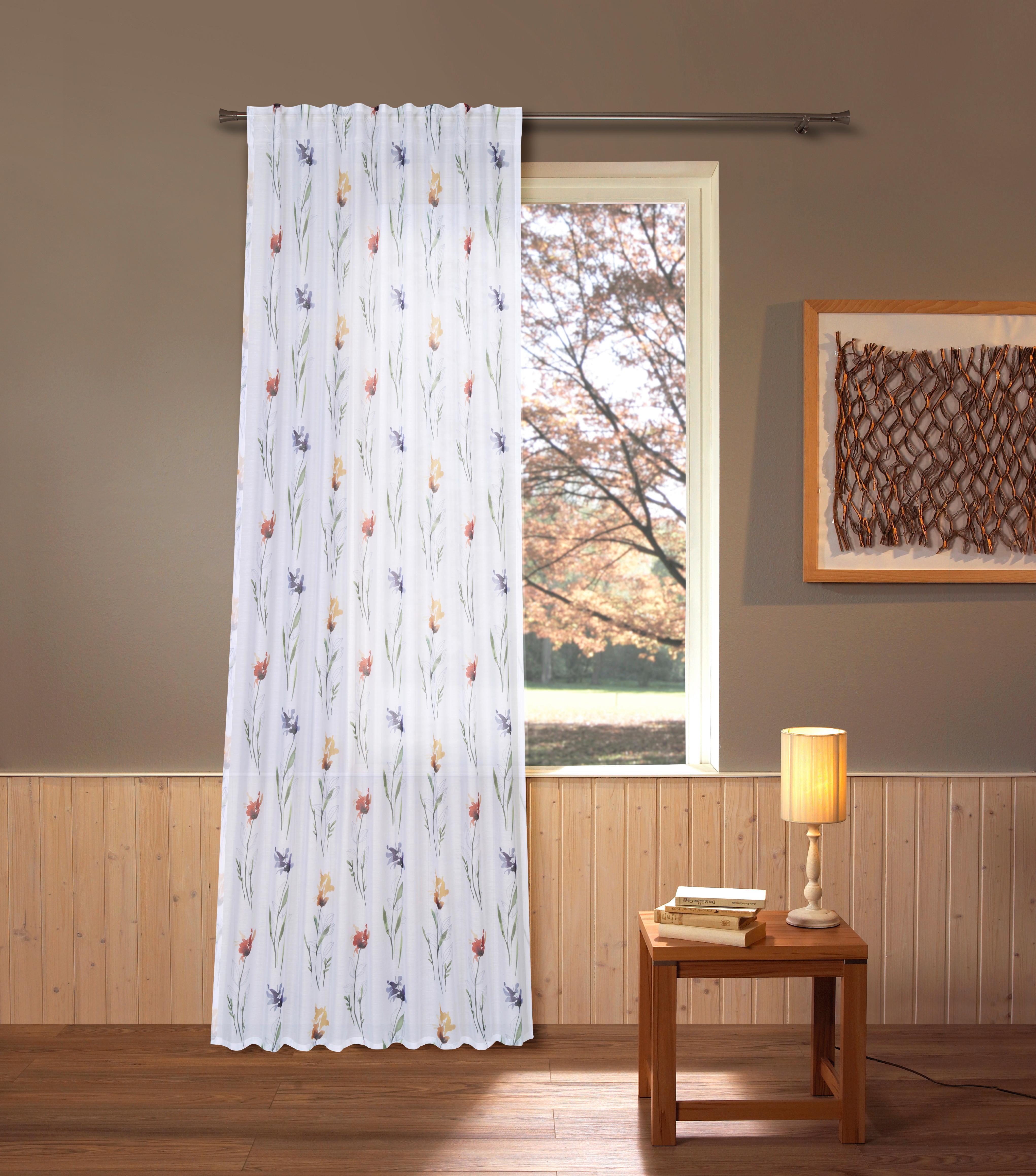 Fertigvorhang Kirsten - Blau/Orange, ROMANTIK / LANDHAUS, Textil (135/245cm) - James Wood