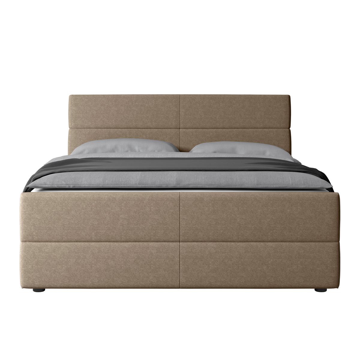 Boxspringbett mit Bettkasten Verona 180x200 cm Beige - Beige/Schwarz, MODERN, Holz/Kunststoff (180/200cm) - MID.YOU