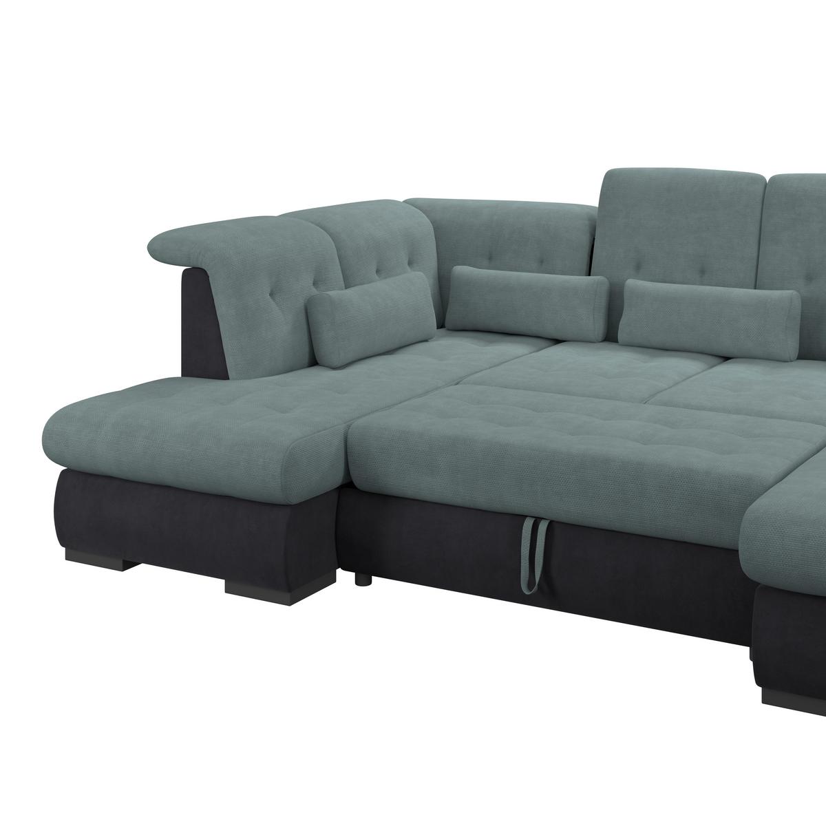 Wohnlandschaft Madera Blaugrün U: 212x358x190 cm - Blau/Anthrazit, KONVENTIONELL, Kunststoff/Textil (212/358/190cm)