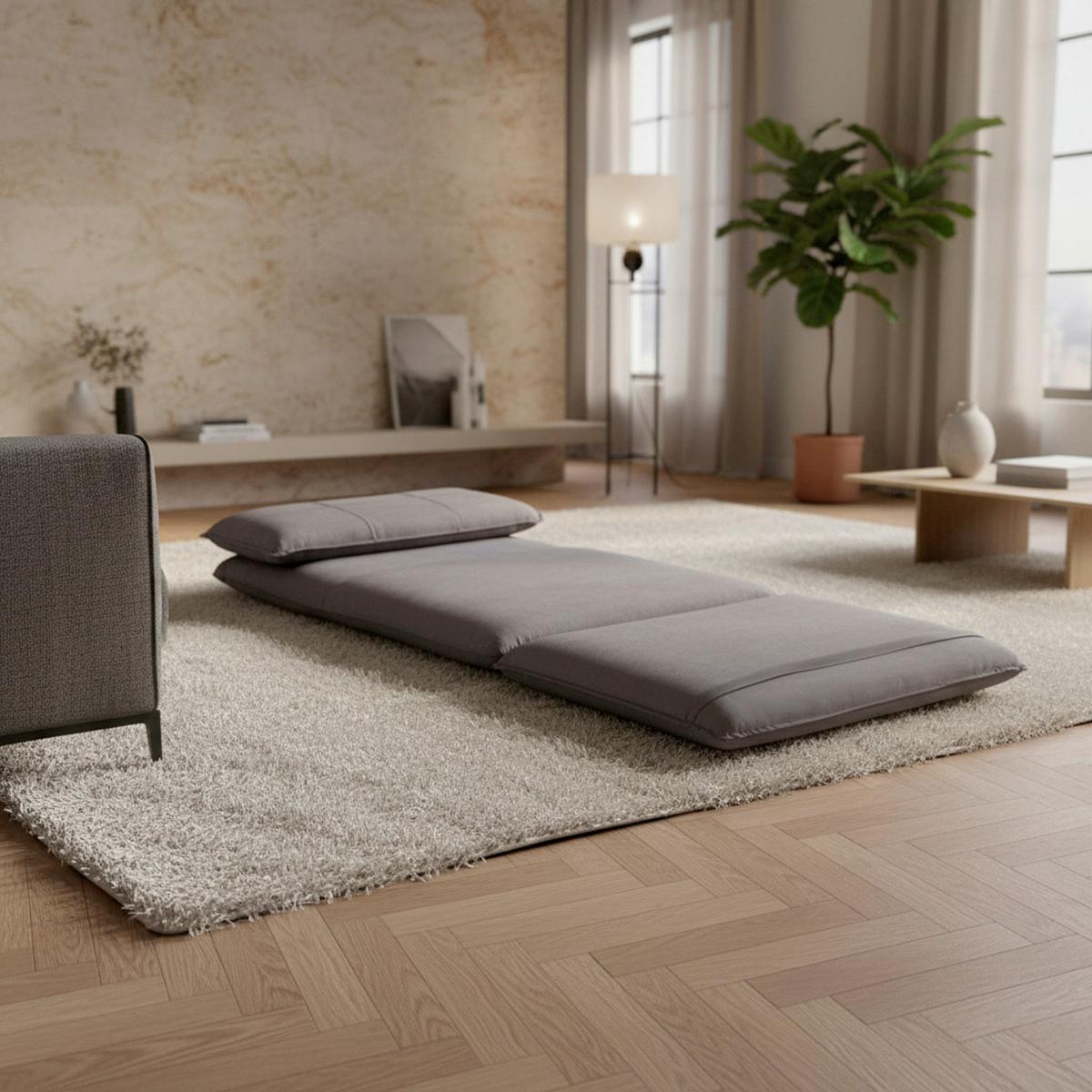 Rozkládací křeslo ENI, šedá - šedá/černá, Moderní, kov/textil (73/56/72cm) - Bessagi Home