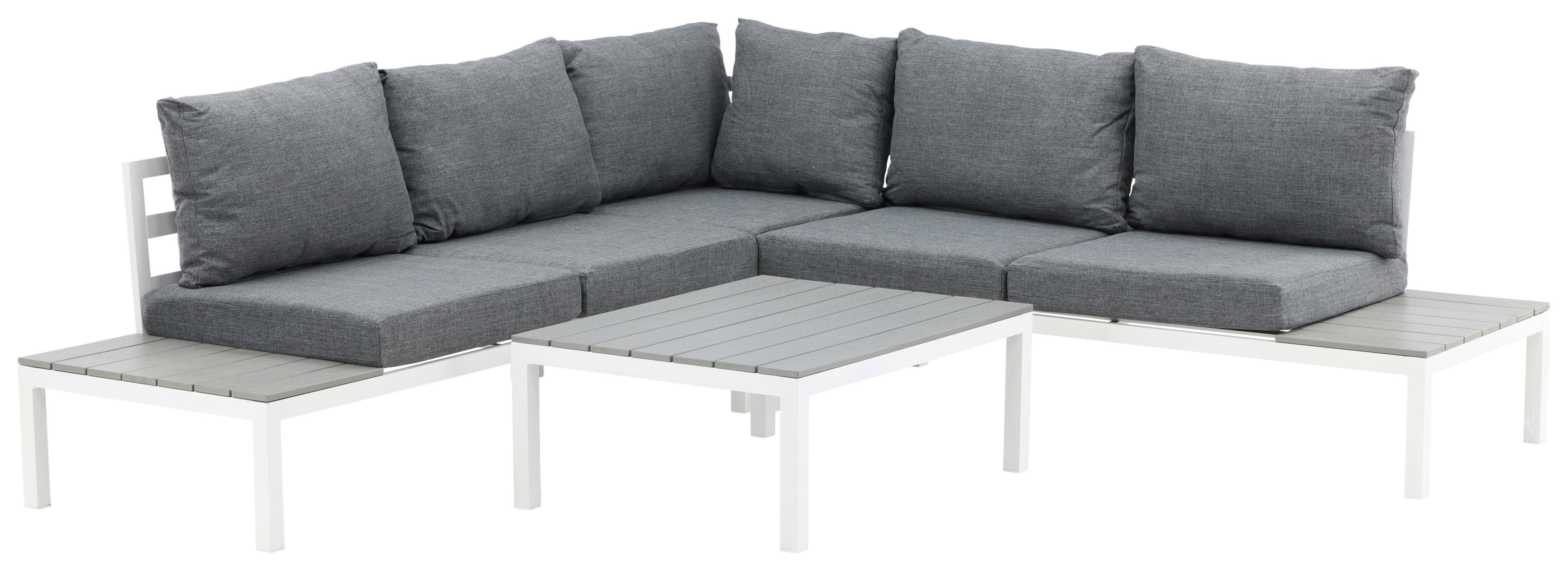 Loungegarnitur Odense - Weiß, KONVENTIONELL, Metall (133/167cm) - Gardenson