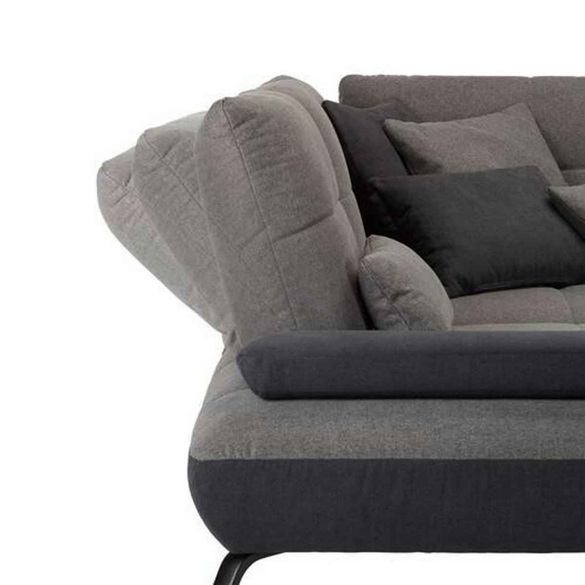 TRENDY, levá, antracitová, s 3 bederními polštáři - černá/tmavě šedá, Moderní, kov/kompozitní dřevo (250/310cm) - Premium Living