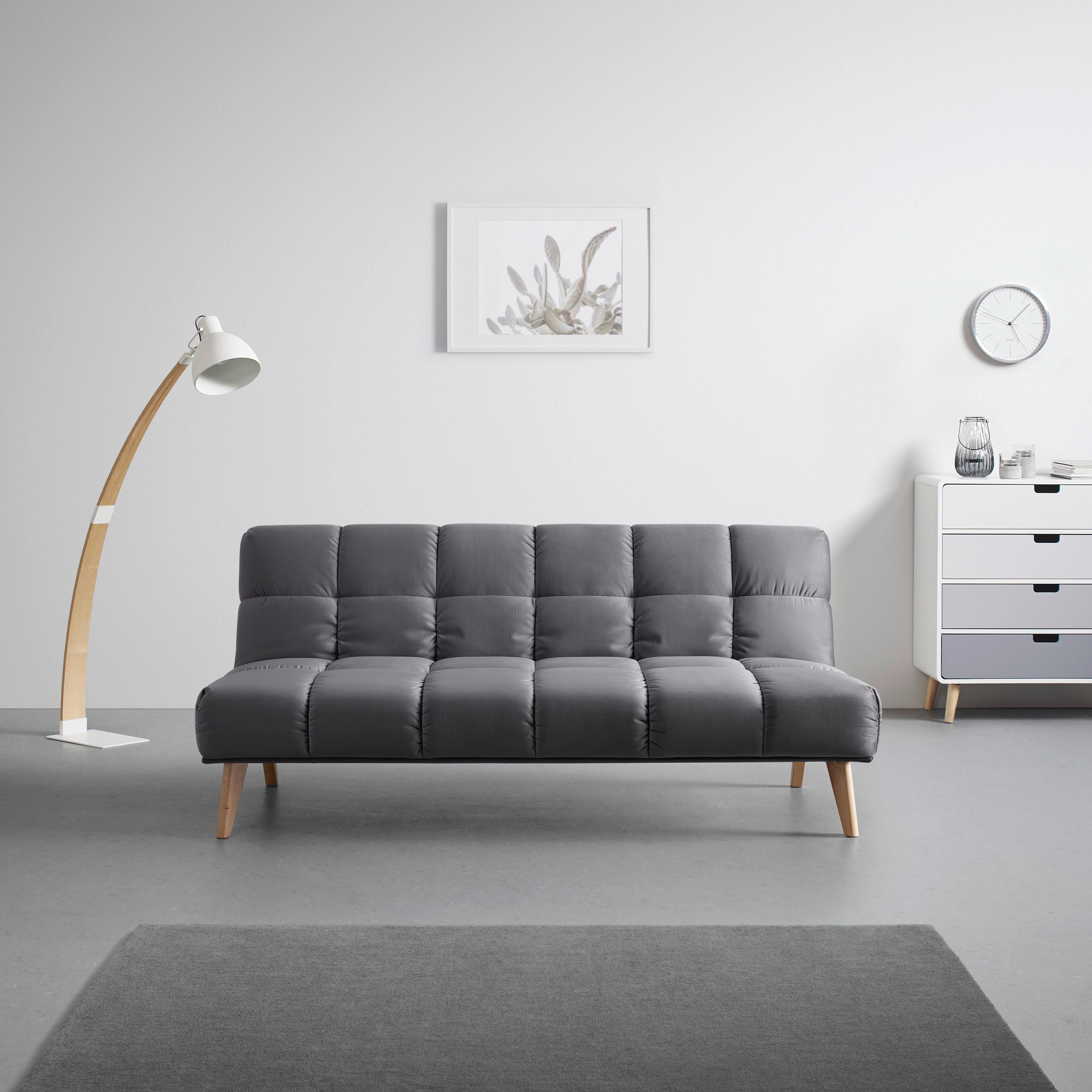 Rozkladacia Pohovka Alva Tmavosivá - prírodné farby/tmavosivá, Moderný, drevo/textil (185/80/88cm) - Bessagi Home