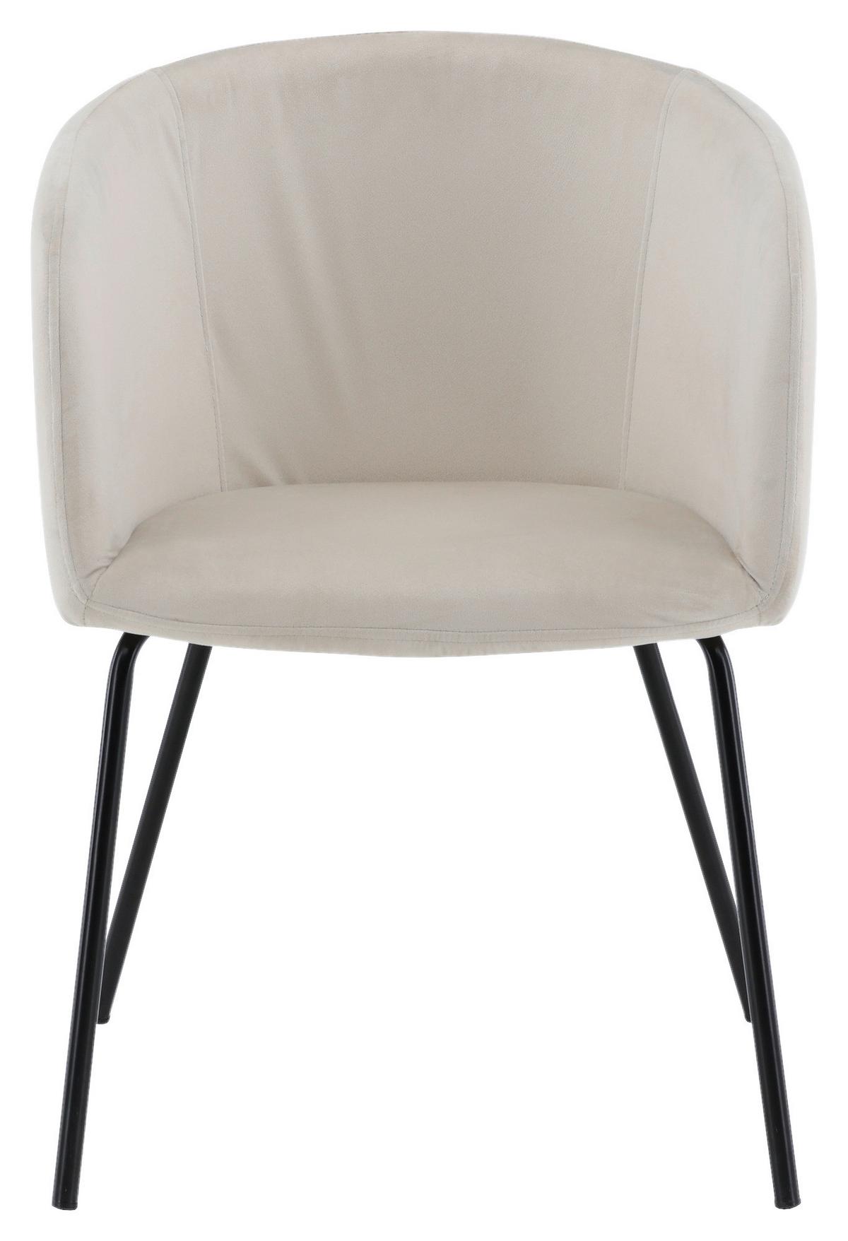 Armlehnstuhl Berit - Beige/Schwarz, Design, Holz/Textil (55/78/55cm) - Livetastic