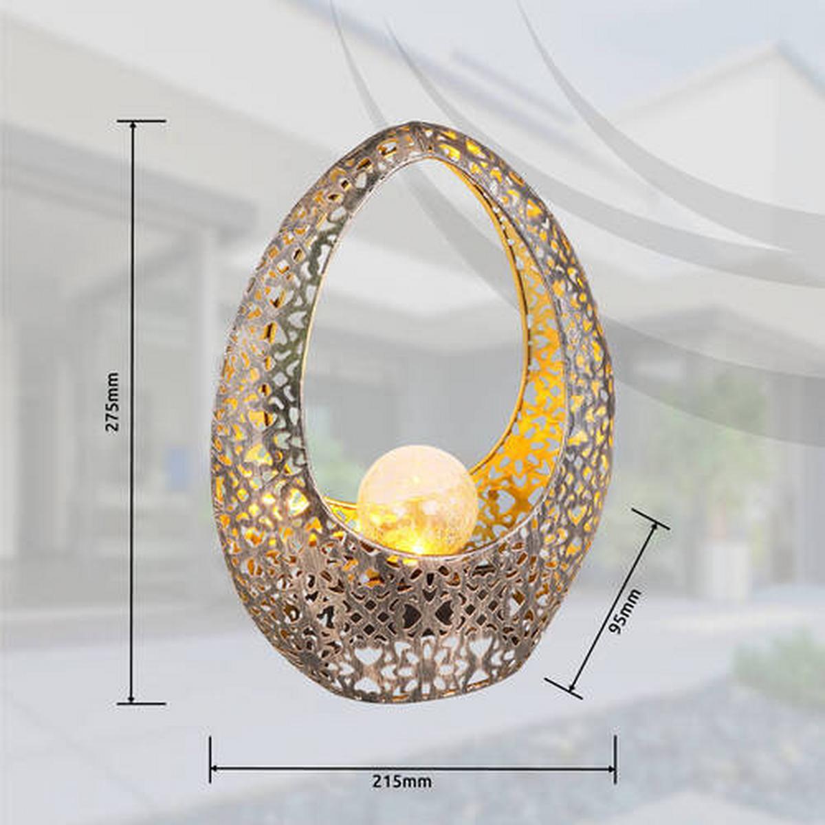 Solarleuchte 36528 - Klar/Goldfarben, Design, Glas/Metall (21,5/9,5/27,5cm) - Globo