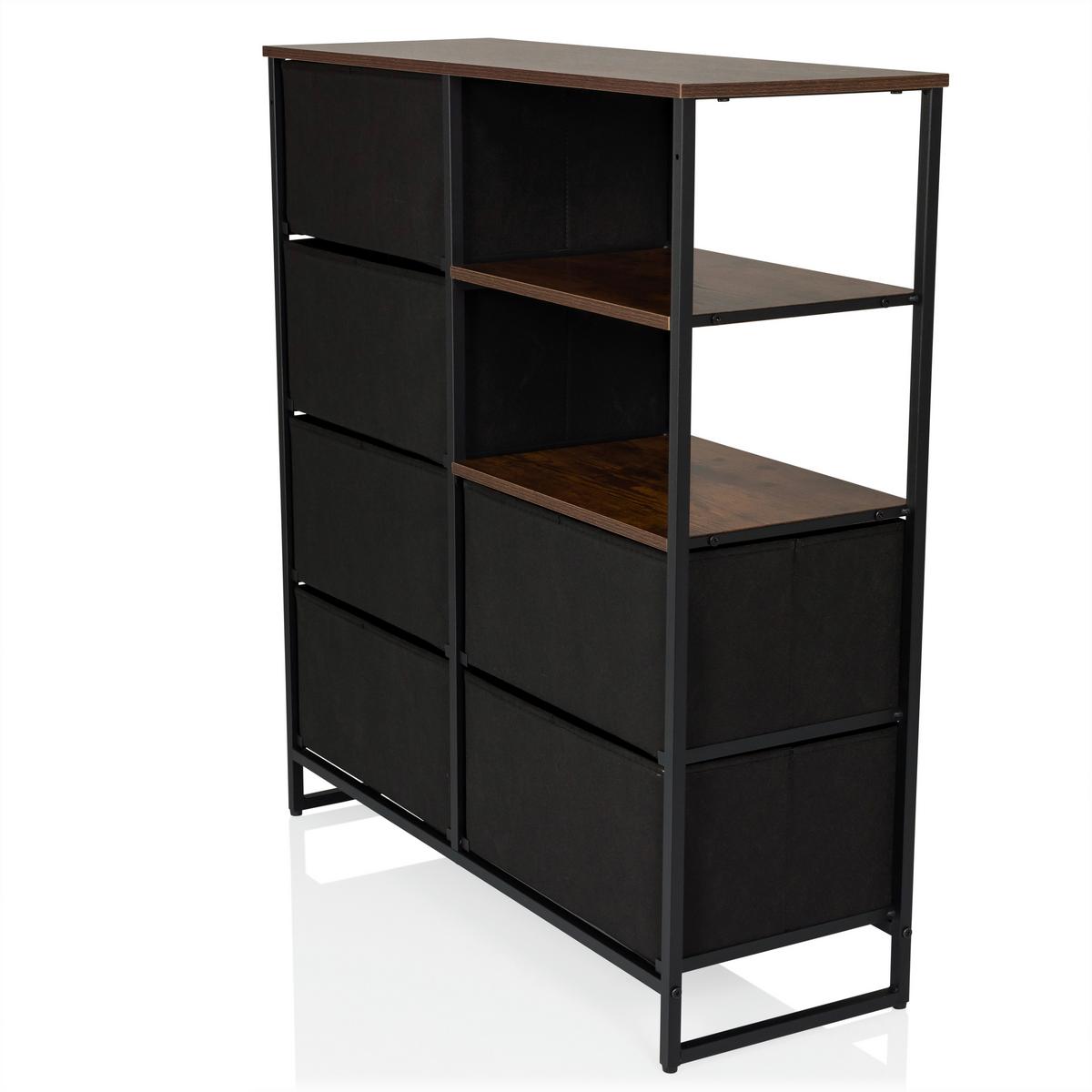 Kommode Ragala Eichefarben B: 84 Cm - Eichefarben/Schwarz, MODERN, Holzwerkstoff/Textil (84/92/30cm) - MID.YOU