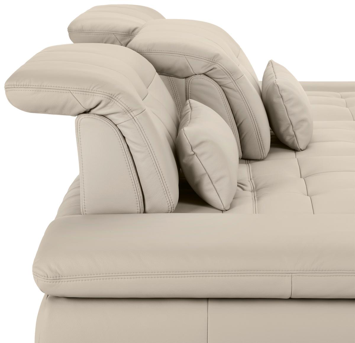 Rohová sedačka SANFINO, pravá, svetlě šedá pravá kůže - světle šedá/barvy chromu, Konvenční, kov/kůže (305/199cm) - Premium Living