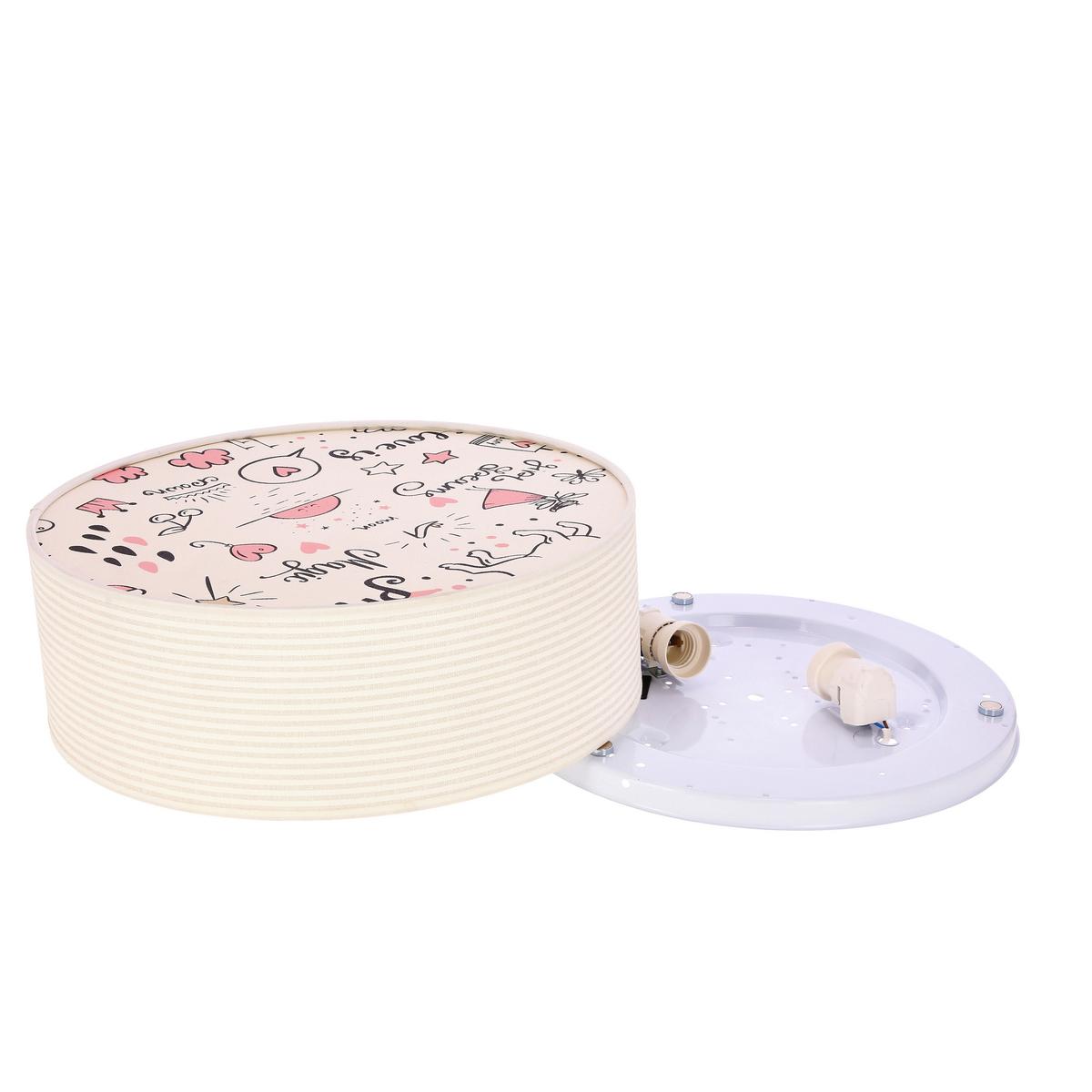 Kinderdeckenleuchte 31-38876 Kiddy Rosa - Beige/Multicolor, KONVENTIONELL, Kunststoff/Metall (38/38/14cm)