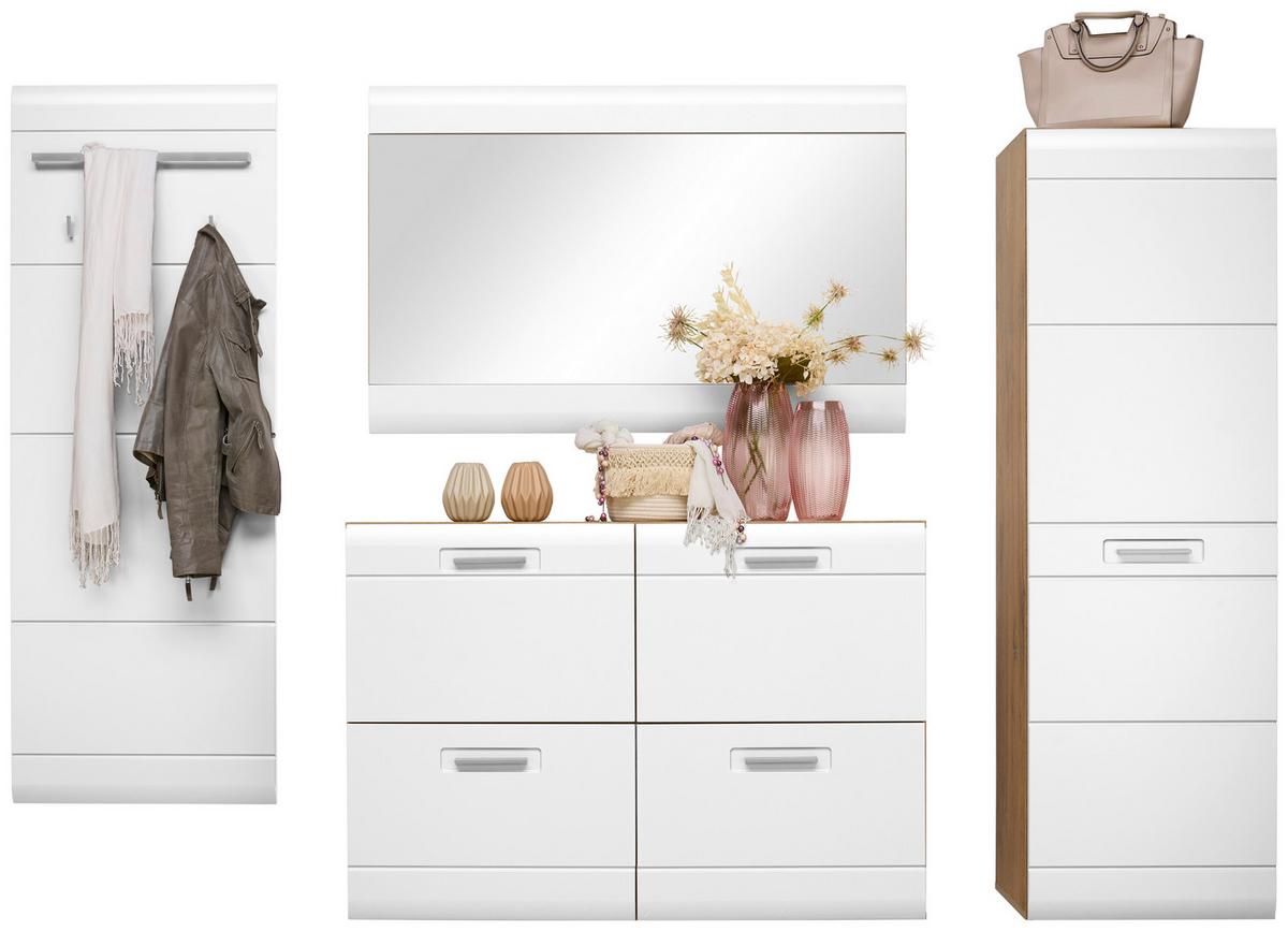 Schuhschrank Auris Weiß/eiche Dekor B: 120 Cm - Eichefarben/Weiß, MODERN (120/82,7/37,1cm) - Luca Bessoni