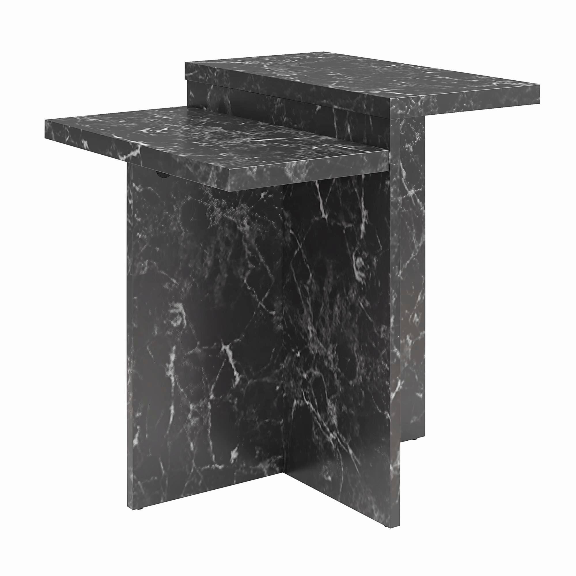 Beistelltisch Brielle Schwarz Marmoroptik B: 56 cm - Schwarz, Design, Holzwerkstoff (56/61/56cm) - MID.YOU